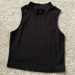 NWOT - Shein - Black Ribbed Turtleneck Crop Tank - Size S
